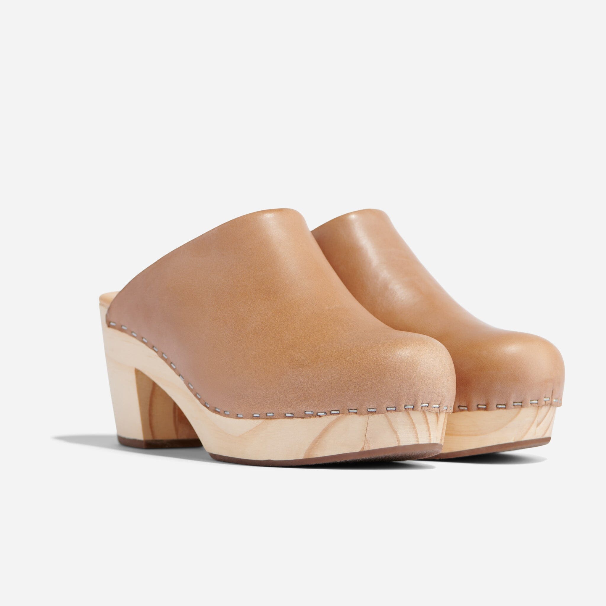 Bed Stu Marie. Women's wooden clog in tan leather, with slingback. – Bulo
