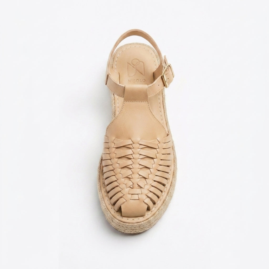 Huarache T-Strap Espadrille Sandal Almond