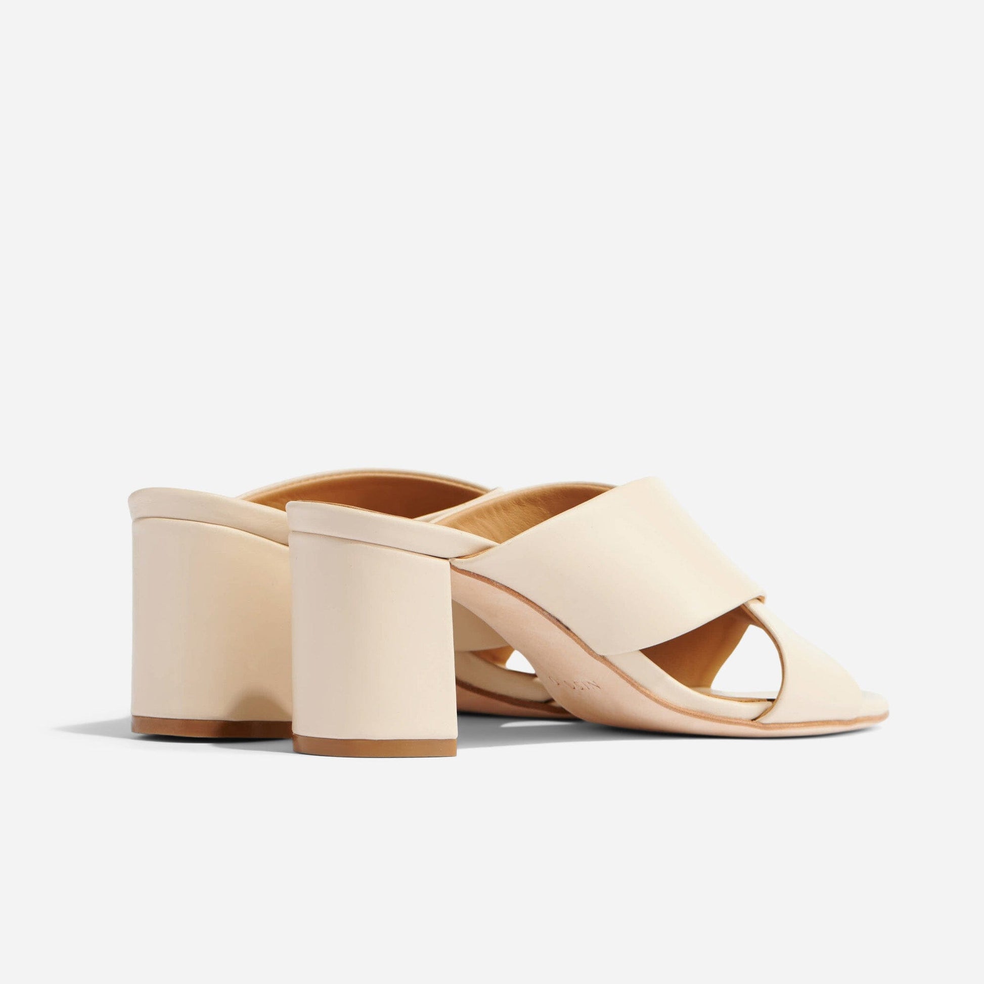 Carina Cross Strap Mule Bone Women's Leather Heel Nisolo 