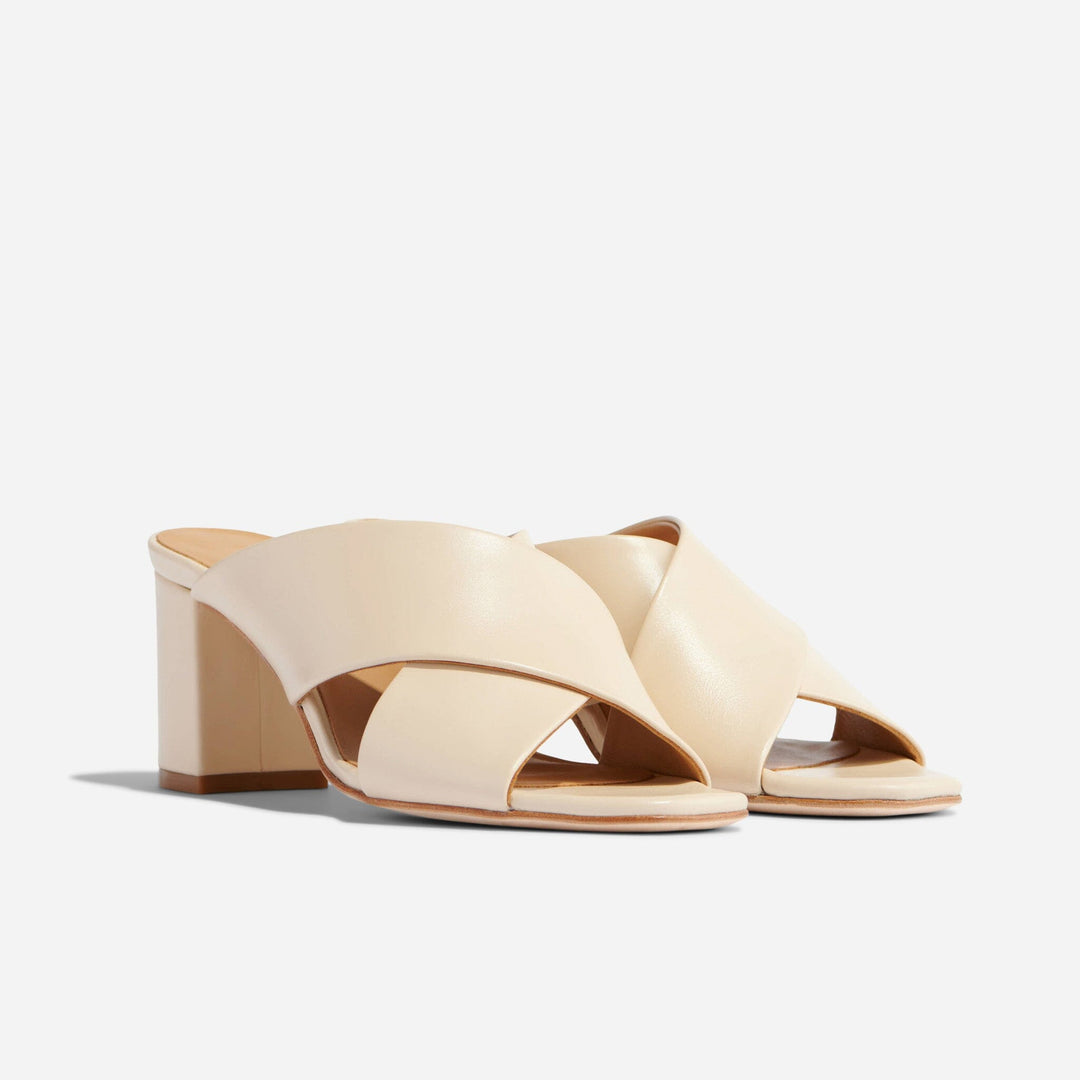 Carina Cross Strap Mule Bone Women's Leather Heel Nisolo 