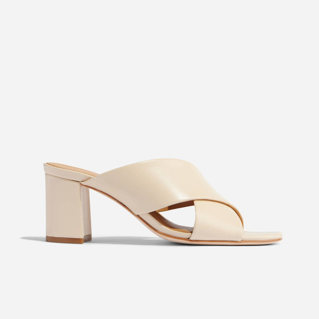 Carina Cross Strap Mule Bone Women's Leather Heel Nisolo 