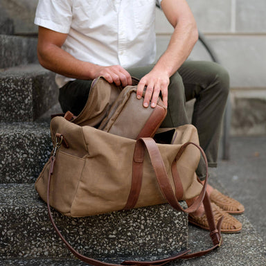 Luis Weekender Waxed Canvas Canvas Bag Nisolo 