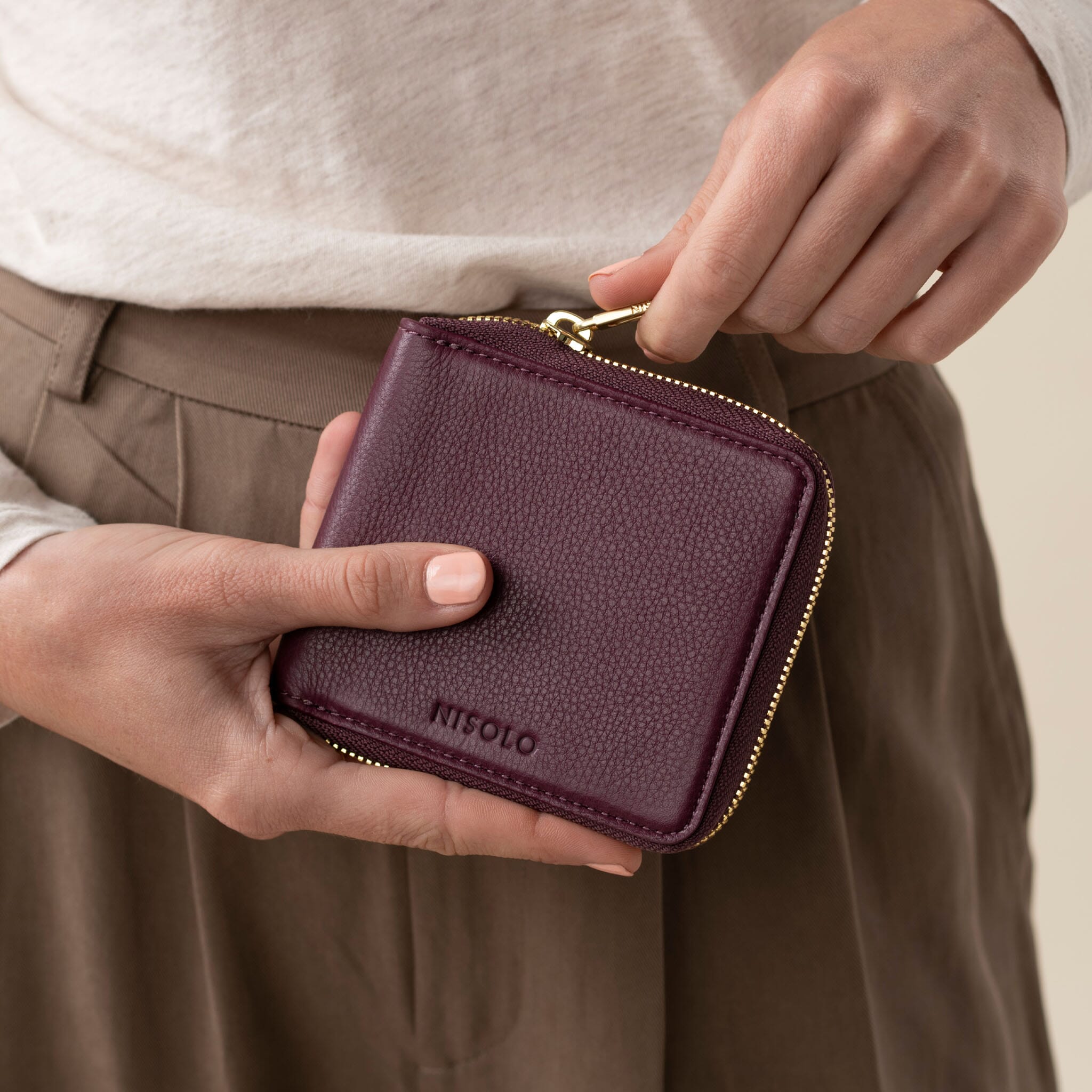 Remi Zip Wallet Plum Women's Leather Wallet Nisolo 