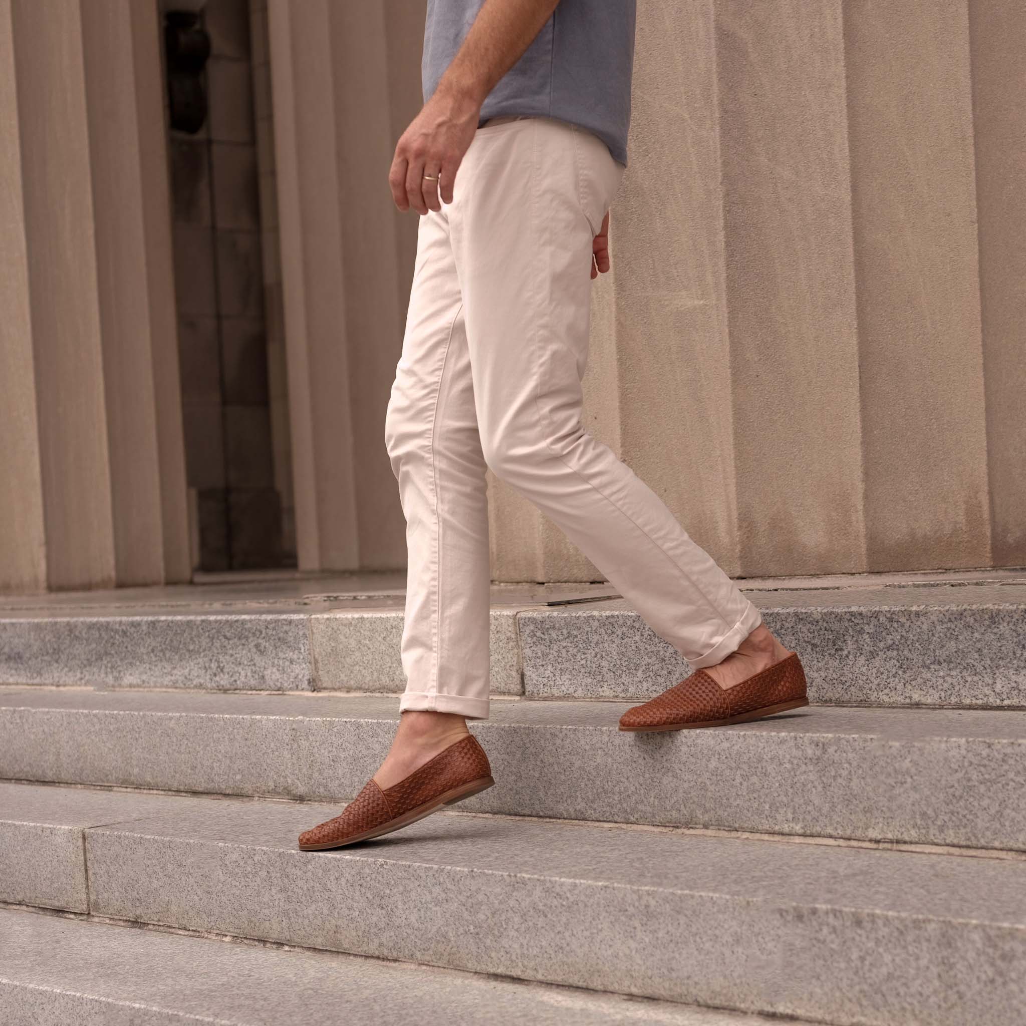 Image 2 of the Alejandro Woven Slip On Brandy on model 