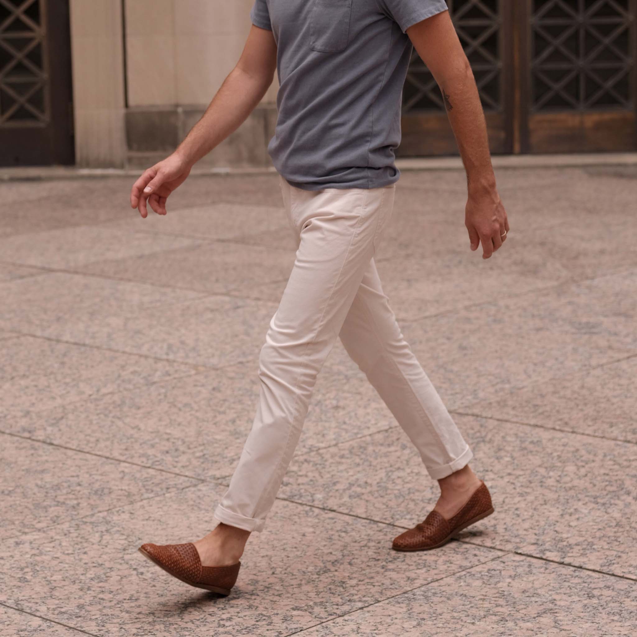 Image 3 of the Alejandro Woven Slip On  Brandy on model 