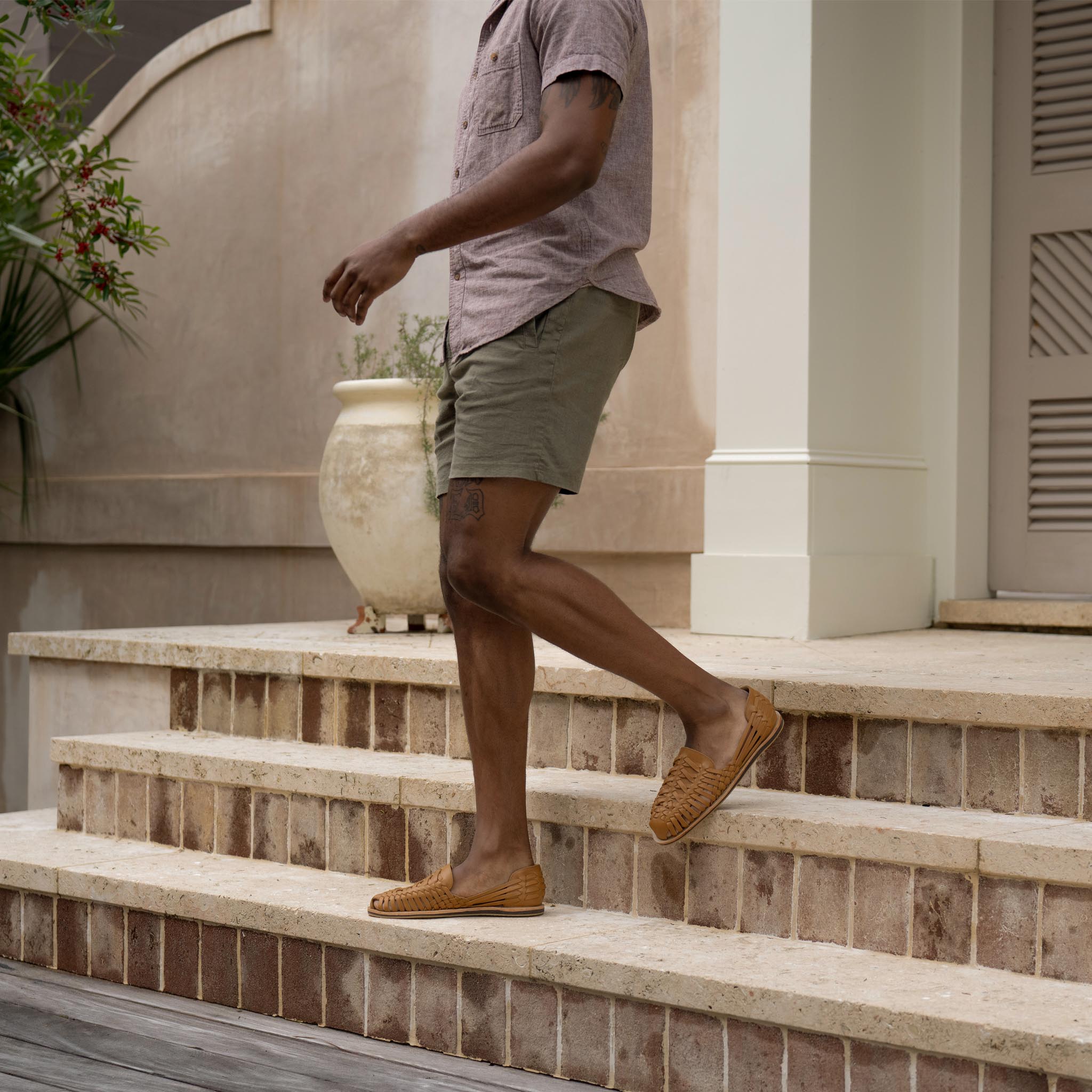 Image 3 of the Men's Huarache Sandal Saddle Brown Men's Leather Slip On Nisolo 